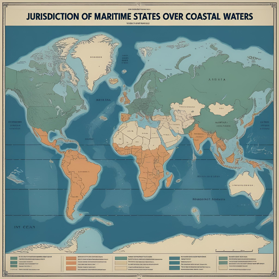 9. Discuss the jurisdiction of Maritime states over coastal waters.
