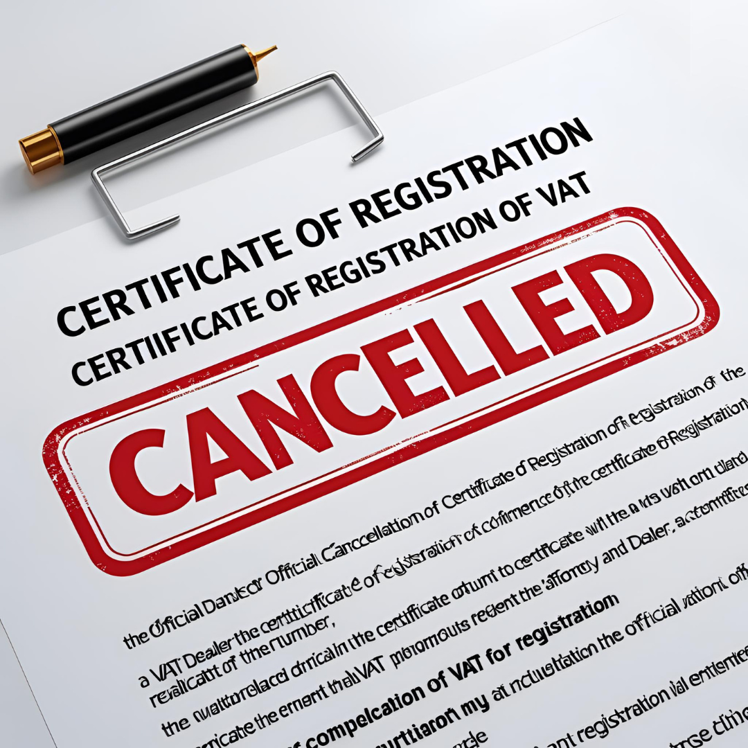 Cancellation of certificate of registration of Vat dealer