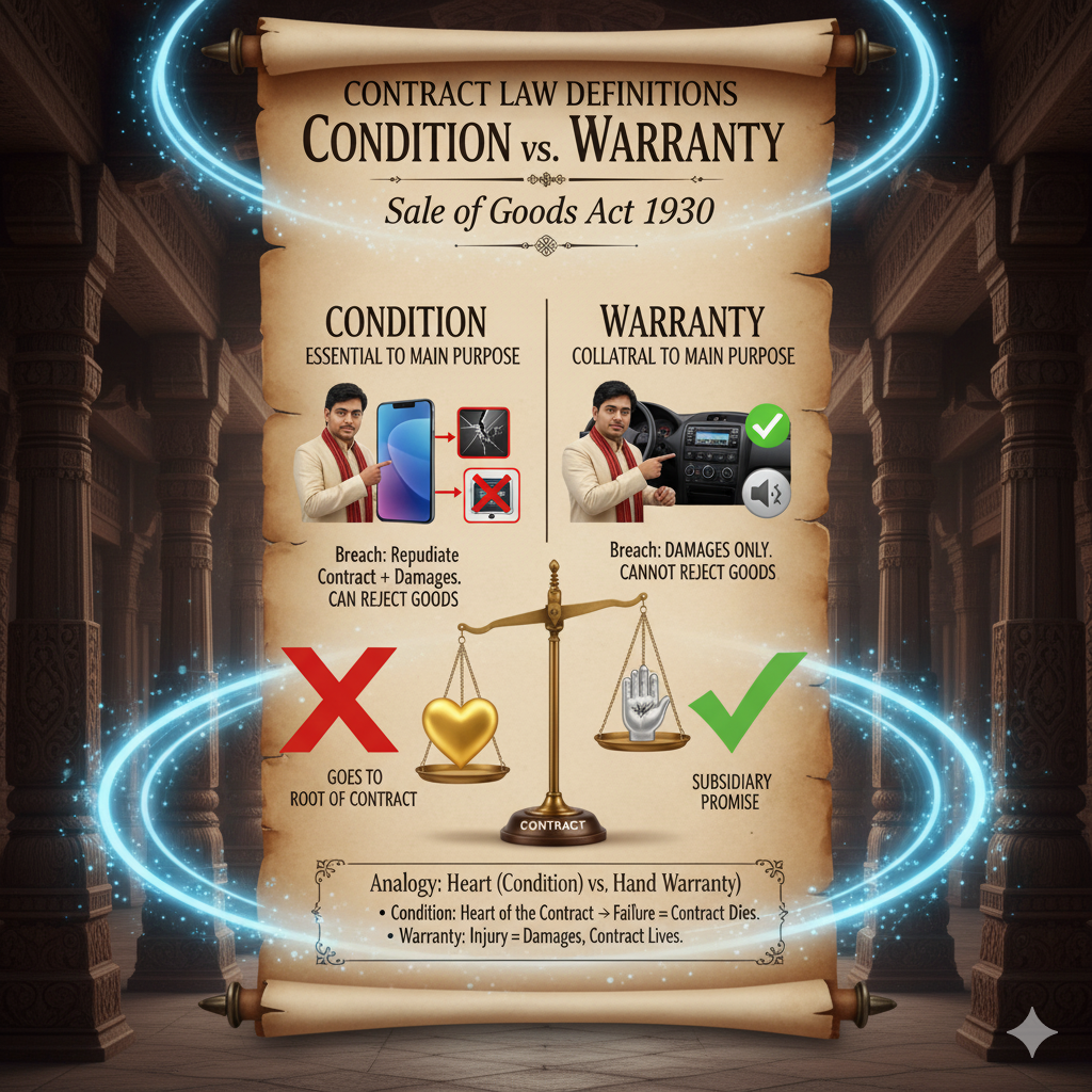 Difference Between Condition and Warranty | Sale of Goods Act, 1930 Explained