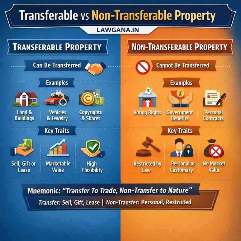 7. Explain the difference between Transferable and non-transferable property.